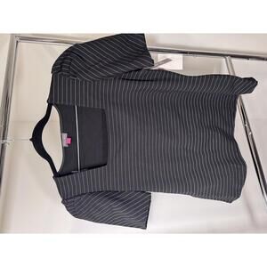 Vince Camuto Women's Black Pinstripe Puff Sleeve Top